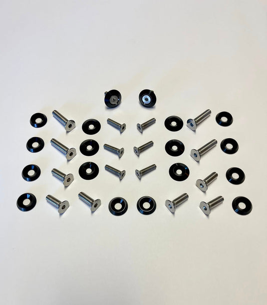 1986-1993 Mustang Mustang Engine Bay Add-On Kit (Black Washers, Flat Head Bolts)