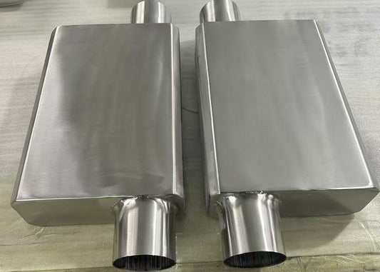 FP Performance Race Series Chambered Muffler – Same-Side Offset/Offset – Mustang Cobra IRS – (PRE-ORDER NOW)