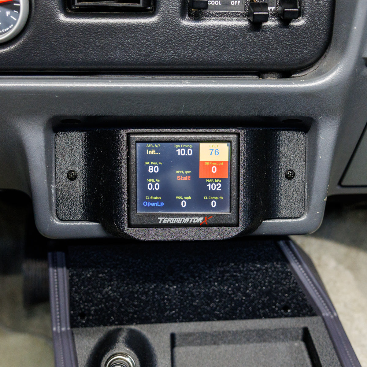 Radio Delete Panel with Holley EFI 3.5" Screen Mount for 1979 - 1986 Ford Mustang