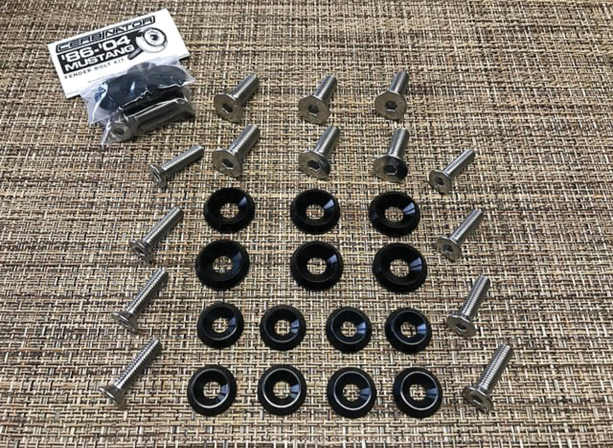1986-1993 Mustang Mustang Engine Bay Full Kit (Black Washers, Flat Head Bolts)